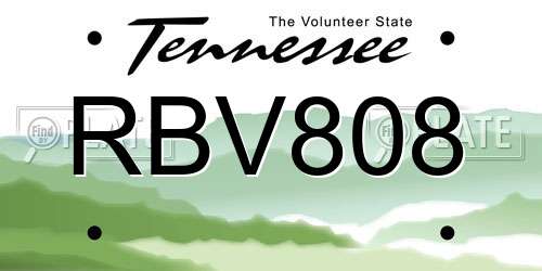 RBV808 Tennessee License Plate