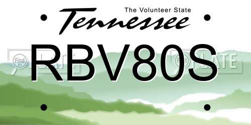 RBV80S Tennessee License Plate