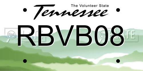 RBVB08 Tennessee License Plate