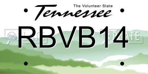 RBVB14 Tennessee License Plate