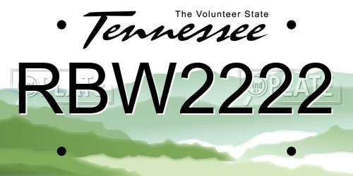 RBW2222 Tennessee License Plate