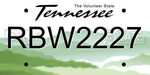 RBW2227 Tennessee License Plate