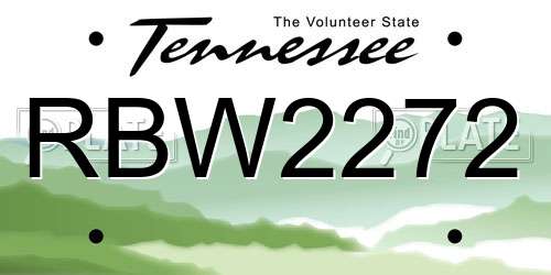 RBW2272 Tennessee License Plate