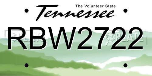 RBW2722 Tennessee License Plate