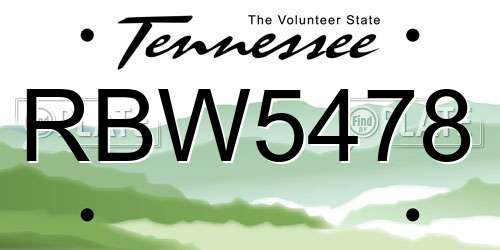 RBW5478 Tennessee License Plate