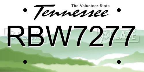 RBW7277 Tennessee License Plate