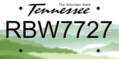 RBW7727 Tennessee License Plate