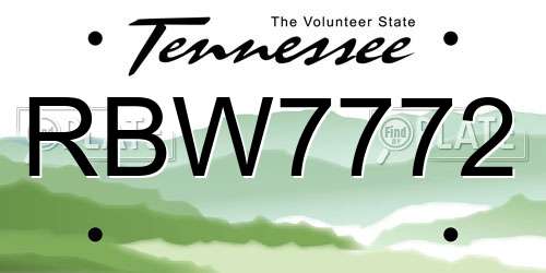 RBW7772 Tennessee License Plate