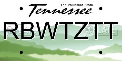 RBWTZTT Tennessee License Plate