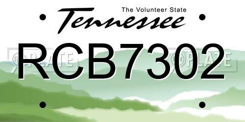 RCB7302 Tennessee License Plate