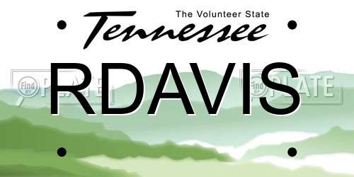 RDAVIS Tennessee License Plate