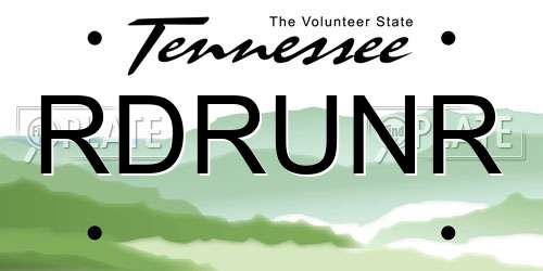 RDRUNR Tennessee License Plate