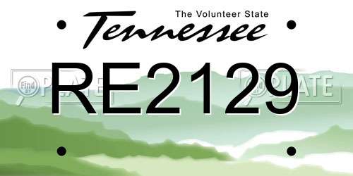 RE2129 Tennessee License Plate