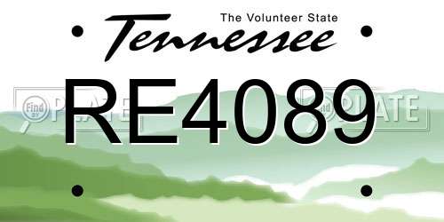 RE4089 Tennessee License Plate