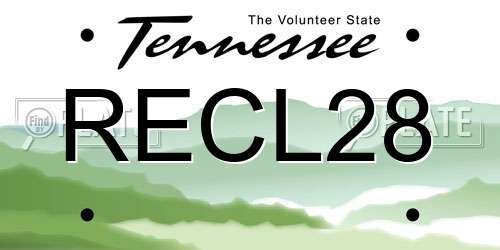 RECL28 Tennessee License Plate