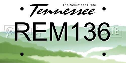 REM136 Tennessee License Plate