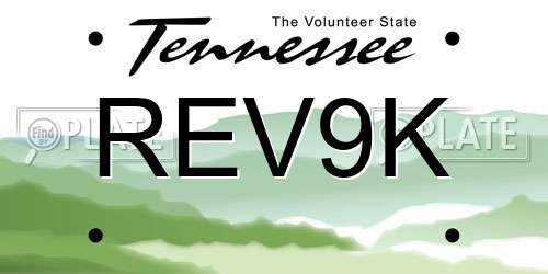 REV9K Tennessee License Plate