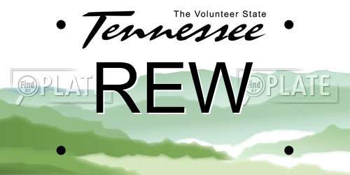 REW Tennessee License Plate