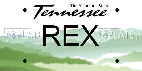 REX Tennessee License Plate