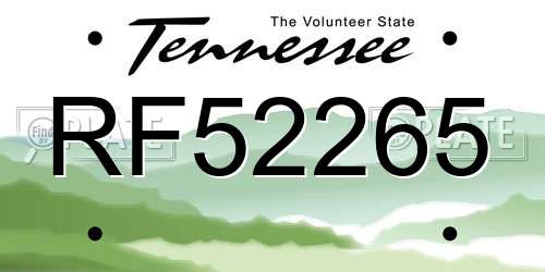 RF52265 Tennessee License Plate