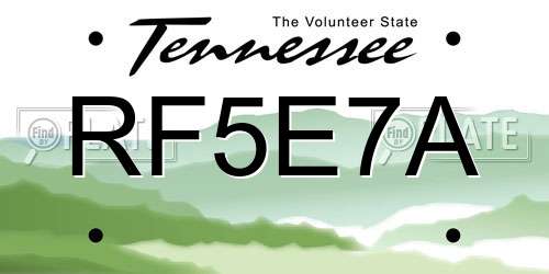 RF5E7A Tennessee License Plate