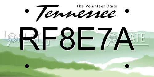 RF8E7A Tennessee License Plate