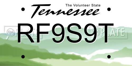 RF9S9T Tennessee License Plate