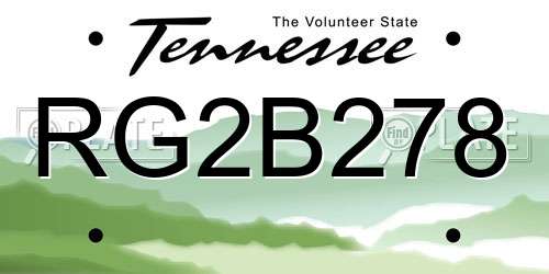 RG2B278 Tennessee License Plate