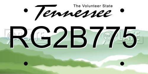 RG2B775 Tennessee License Plate