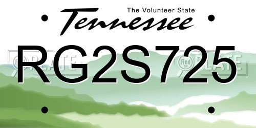 RG2S725 Tennessee License Plate