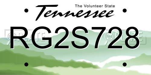 RG2S728 Tennessee License Plate