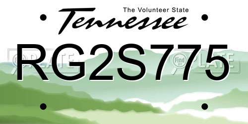 RG2S775 Tennessee License Plate