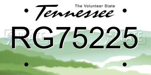 RG75225 Tennessee License Plate
