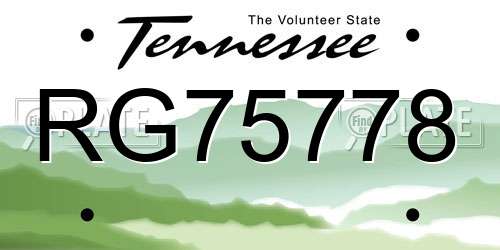RG75778 Tennessee License Plate