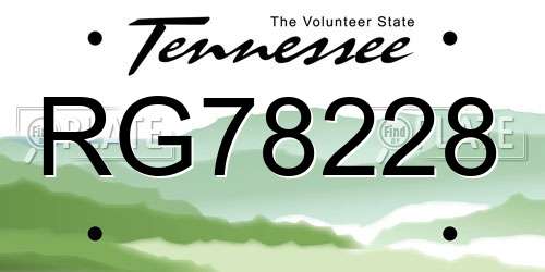 RG78228 Tennessee License Plate