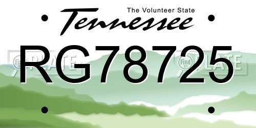 RG78725 Tennessee License Plate