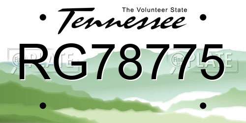 RG78775 Tennessee License Plate
