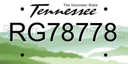RG78778 Tennessee License Plate
