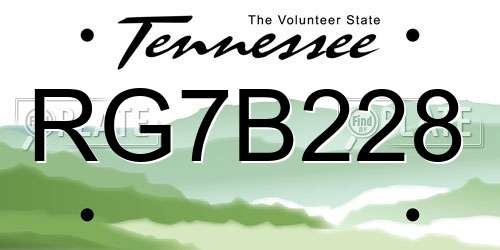 RG7B228 Tennessee License Plate