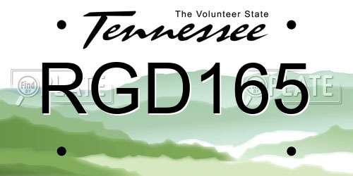 RGD165 Tennessee License Plate