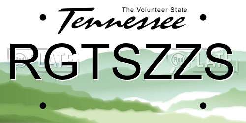 RGTSZZS Tennessee License Plate