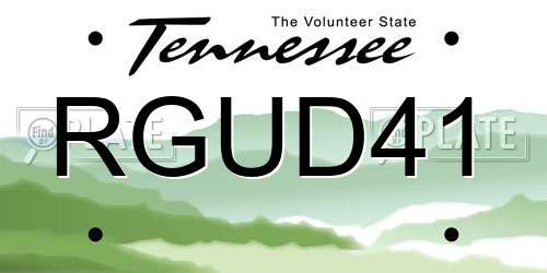 RGUD41 Tennessee License Plate