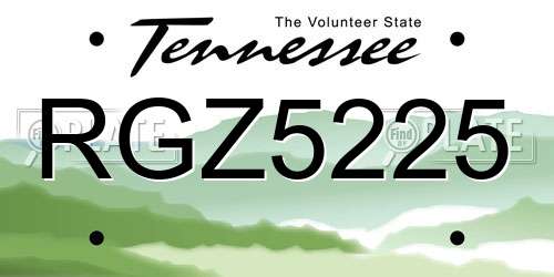 RGZ5225 Tennessee License Plate