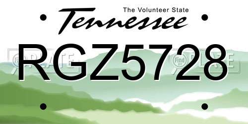 RGZ5728 Tennessee License Plate