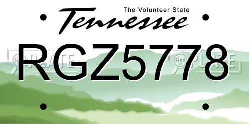 RGZ5778 Tennessee License Plate