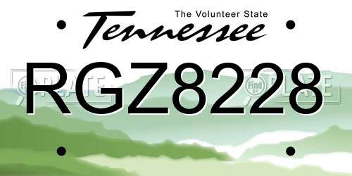 RGZ8228 Tennessee License Plate