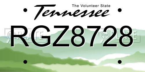 RGZ8728 Tennessee License Plate