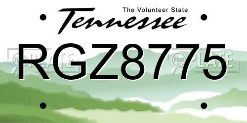 RGZ8775 Tennessee License Plate