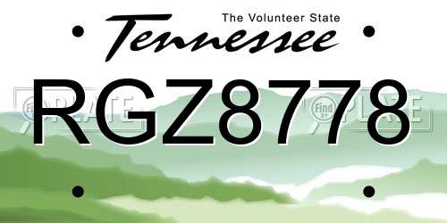 RGZ8778 Tennessee License Plate