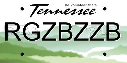 RGZBZZB Tennessee License Plate